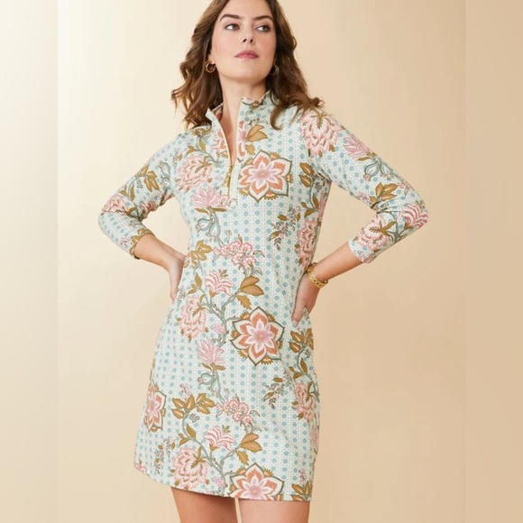 Spartina 449 Nora Dress Calm Waters Floral Cane Blue - Picture 2 of 16